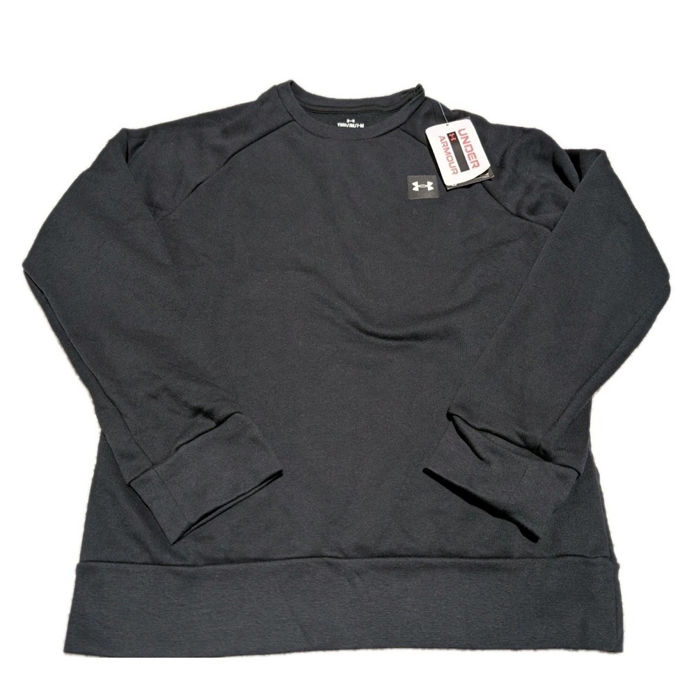 Under Armour Boys Rival Fleece Crew Size YMD JM - NWT Black Logo